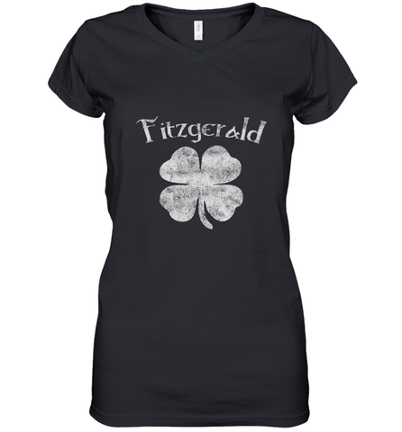 Vintage Fitzgerald Irish Shamrock St Patty's Day Women's V-Neck T-Shirt Women's V-Neck T-Shirt / Black / S Women's V-Neck T-Shirt - jonhlittlestore88