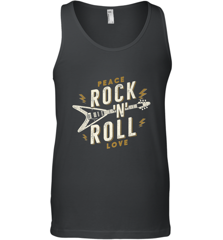 Peace Rock and Roll Love Music Guitar Retro Hippie Men's Tank Top Men's Tank Top / Black / XS Men's Tank Top - jonhlittlestore88