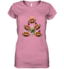NFL Christmas Pajama Football Christmas Ornaments Tree Xmas Gift Women's V-Neck T-Shirt Women's V-Neck T-Shirt - jonhlittlestore88