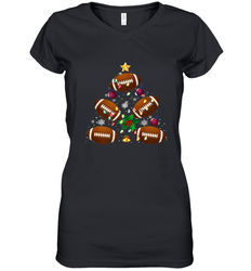 NFL Christmas Pajama Football Christmas Ornaments Tree Xmas Gift Women's V-Neck T-Shirt