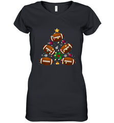 NFL Christmas Pajama Football Christmas Ornaments Tree Xmas Gift Women's V-Neck T-Shirt Women's V-Neck T-Shirt - jonhlittlestore88