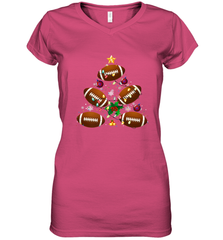 NFL Christmas Pajama Football Christmas Ornaments Tree Xmas Gift Women's V-Neck T-Shirt Women's V-Neck T-Shirt - jonhlittlestore88