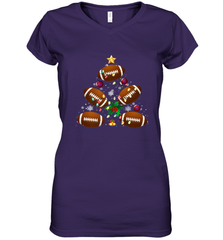 NFL Christmas Pajama Football Christmas Ornaments Tree Xmas Gift Women's V-Neck T-Shirt Women's V-Neck T-Shirt - jonhlittlestore88