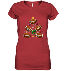NFL Christmas Pajama Football Christmas Ornaments Tree Xmas Gift Women's V-Neck T-Shirt Women's V-Neck T-Shirt - jonhlittlestore88