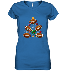 NFL Christmas Pajama Football Christmas Ornaments Tree Xmas Gift Women's V-Neck T-Shirt Women's V-Neck T-Shirt - jonhlittlestore88