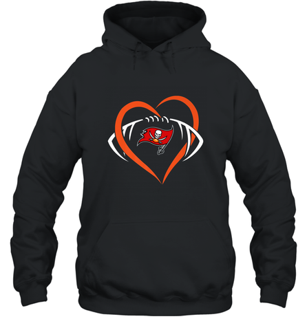 NFL Tampa Bay Buccaneers Heart Love Football Hooded Sweatshirt Hooded Sweatshirt / Black / S Hooded Sweatshirt - jonhlittlestore88
