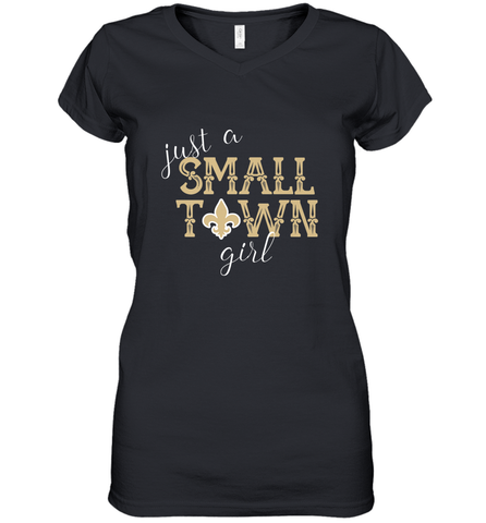 NFL Small Town New Orleans Football Girl, Great Christmas Gift Women's V-Neck T-Shirt Women's V-Neck T-Shirt / Black / S Women's V-Neck T-Shirt - jonhlittlestore88