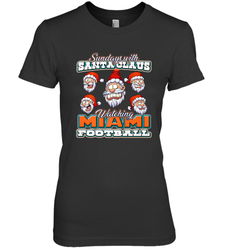 NFL Miami Christmas Funny Santa Claus Watching Football Women's Premium T-Shirt