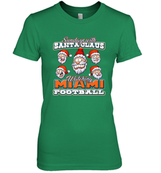 NFL Miami Christmas Funny Santa Claus Watching Football Women's Premium T-Shirt