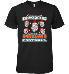 NFL Miami Christmas Funny Santa Claus Watching Football Men's Premium T-Shirt