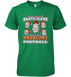 NFL Miami Christmas Funny Santa Claus Watching Football Men's Premium T-Shirt