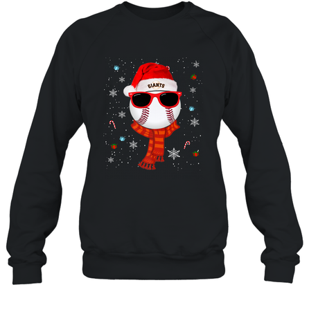 San Francisco Giants Logo Logo Christmas Baseball Player Glasses Santa Hat Pajama Gift Crewneck Sweatshirt Crewneck Sweatshirt / Black / S Crewneck Sweatshirt - jonhlittlestore88