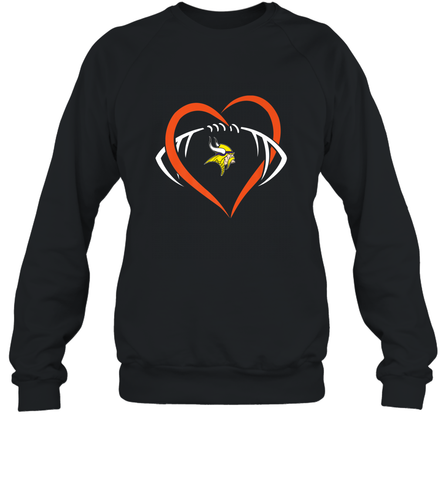 NFL Minnesota Vikings Heart Love Football Crewneck Sweatshirt Crewneck Sweatshirt / Black / S Crewneck Sweatshirt - jonhlittlestore88
