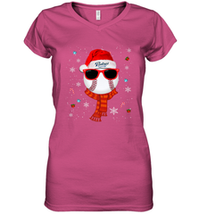 San Diego Padres Logo Christmas Baseball Player Glasses Santa Hat Pajama Gift Women's V-Neck T-Shirt Women's V-Neck T-Shirt - jonhlittlestore88