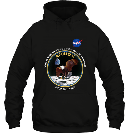 NASA Apollo 11 Moon Landing Hooded Sweatshirt Hooded Sweatshirt / Black / S Hooded Sweatshirt - jonhlittlestore88