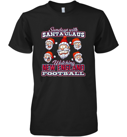 New England Christmas Funny Santa Claus Watching Football Men's Premium T-Shirt Men's Premium T-Shirt / Black / XS Men's Premium T-Shirt - jonhlittlestore88
