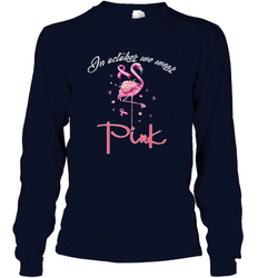 In October We Wear Pink Pumpkin Breast Cancer Halloween Long Sleeve T-Shirt