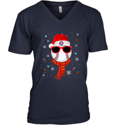 Washington Nationals Logo Christmas Baseball Player Glasses Santa Hat Pajama Gift Men's V-Neck
