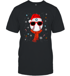 Seattle Mariners Logo Christmas Baseball Player Glasses Santa Hat Pajama Gift Men's T-Shirt