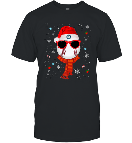 Seattle Mariners Logo Christmas Baseball Player Glasses Santa Hat Pajama Gift Men's T-Shirt Men's T-Shirt / Black / S Men's T-Shirt - jonhlittlestore88