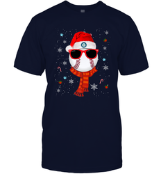 Seattle Mariners Logo Christmas Baseball Player Glasses Santa Hat Pajama Gift Men's T-Shirt