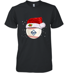 Tampa Bay Rays Logo Baseball Ball Christmas Santa Hat Xmas Sport Funny Snow Men's Premium T-Shirt