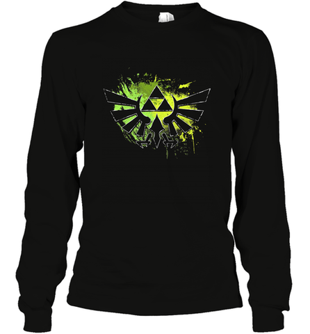 Legend Of Zelda Triforce Logo Paint Splatter Long Sleeve T-Shirt Long Sleeve T-Shirt / Black / S Long Sleeve T-Shirt - jonhlittlestore88