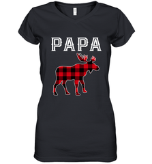 Papa Moose Red Plaid Christmas Pajama Women's V-Neck T-Shirt Apparel - jonhlittlestore88