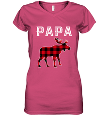 Papa Moose Red Plaid Christmas Pajama Women's V-Neck T-Shirt Apparel - jonhlittlestore88