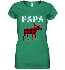 Papa Moose Red Plaid Christmas Pajama Women's V-Neck T-Shirt Apparel - jonhlittlestore88