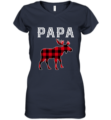 Papa Moose Red Plaid Christmas Pajama Women's V-Neck T-Shirt Apparel - jonhlittlestore88