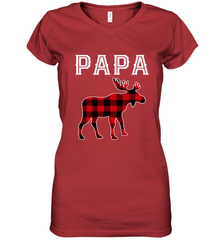 Papa Moose Red Plaid Christmas Pajama Women's V-Neck T-Shirt Apparel - jonhlittlestore88