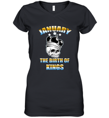 Kings Are Born In January Birthday For Men Women's V-Neck T-Shirt Women's V-Neck T-Shirt - jonhlittlestore88