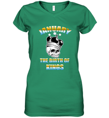 Kings Are Born In January Birthday For Men Women's V-Neck T-Shirt Women's V-Neck T-Shirt - jonhlittlestore88
