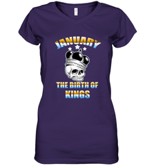 Kings Are Born In January Birthday For Men Women's V-Neck T-Shirt Women's V-Neck T-Shirt - jonhlittlestore88