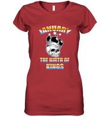 Kings Are Born In January Birthday For Men Women's V-Neck T-Shirt Women's V-Neck T-Shirt - jonhlittlestore88