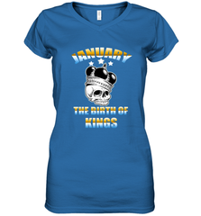 Kings Are Born In January Birthday For Men Women's V-Neck T-Shirt Women's V-Neck T-Shirt - jonhlittlestore88