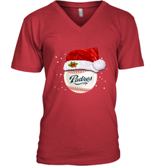 San Diego Padres Baseball Ball Christmas Santa Hat Xmas Sport Funny Snow Men's V-Neck Men's V-Neck - jonhlittlestore88