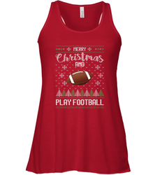 NFL Merry Christmas and Play Football Sports TV Snow Women's Racerback Tank