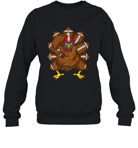 Cool Turkey Football Feathers Funny Thanksgiving Sports Crewneck Sweatshirt Crewneck Sweatshirt / Black / S Crewneck Sweatshirt - jonhlittlestore88