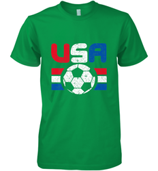 Distressed Red, White and Blue Soccer Flag Shirts of the USA Men's Premium T-Shirt