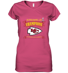 NFL Kansas City Chiefs Pro Line by Fanatics Super Bowl LIV Champions Women's V-Neck T-Shirt Women's V-Neck T-Shirt - jonhlittlestore88