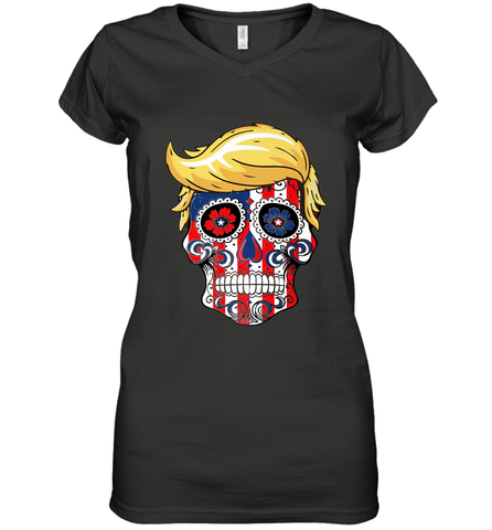 Trump sugar skull Women's V-Neck T-Shirt Women's V-Neck T-Shirt / Black / S Women's V-Neck T-Shirt - jonhlittlestore88