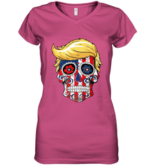 Trump sugar skull Women's V-Neck T-Shirt Women's V-Neck T-Shirt - jonhlittlestore88