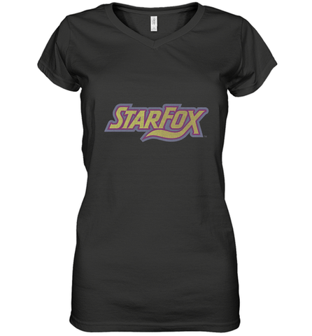 Star fox Vintage Distressed Game Logo Women's V-Neck T-Shirt Women's V-Neck T-Shirt / Black / S Women's V-Neck T-Shirt - jonhlittlestore88