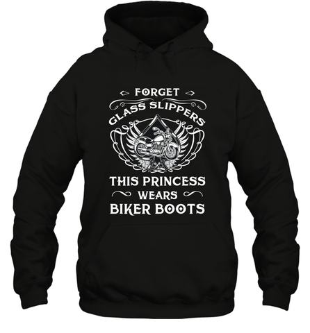 Forget glass slippers this princess wears biker boots Hooded Sweatshirt Hooded Sweatshirt / Black / S Hooded Sweatshirt - jonhlittlestore88