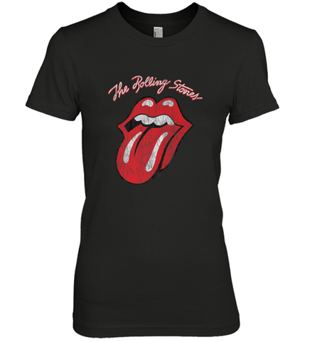Mens The Rolling Stones Script Tongue Logo Women's Premium T-Shirt Women's Premium T-Shirt / Black / XS Women's Premium T-Shirt - jonhlittlestore88