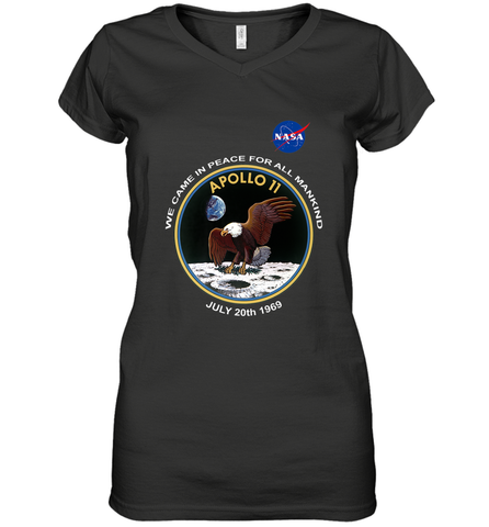 NASA Apollo 11 Moon Landing Women's V-Neck T-Shirt Women's V-Neck T-Shirt / Black / S Women's V-Neck T-Shirt - jonhlittlestore88