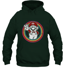 Super Mario Rainbow Circle Distressed Logo Hooded Sweatshirt Hooded Sweatshirt - jonhlittlestore88