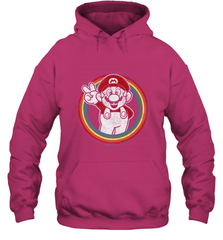 Super Mario Rainbow Circle Distressed Logo Hooded Sweatshirt Hooded Sweatshirt - jonhlittlestore88